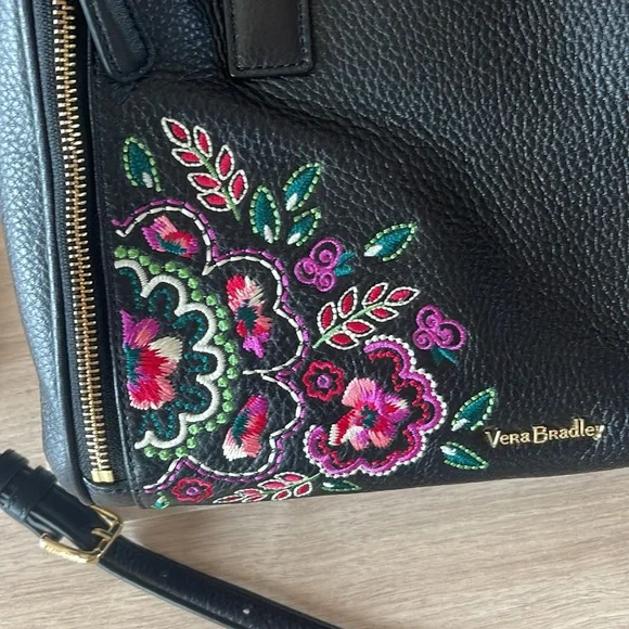 Vera Bradley Marlo Kiev Needlecraft Leather Satchel - Picture 9 of 13